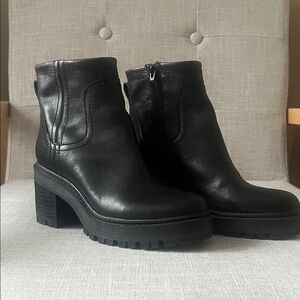 Zodiac Black Ankle Booties. Leather upper/ man made materials